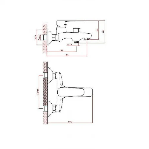 Смеситель для ванны Cron CN60523 Хром