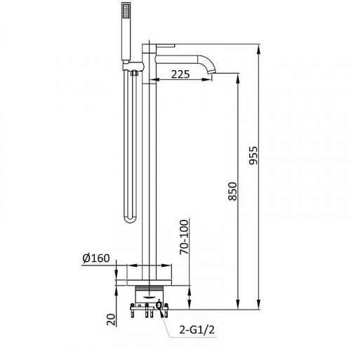 Смеситель для ванны Vincea Desire VTF-1DGM Вороненая сталь латунь на пол
