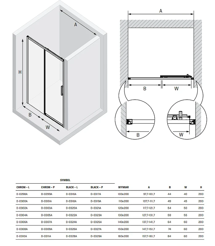 Душевая дверь New Trendy Prime Chrome 140 L D-0306A профиль Хром стекло прозрачное