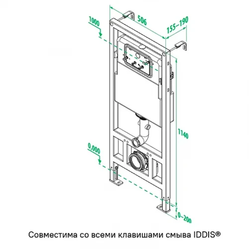 Инсталляция Iddis Neofix NEO0000I32 для унитаза без клавиши смыва нержавеющая сталь