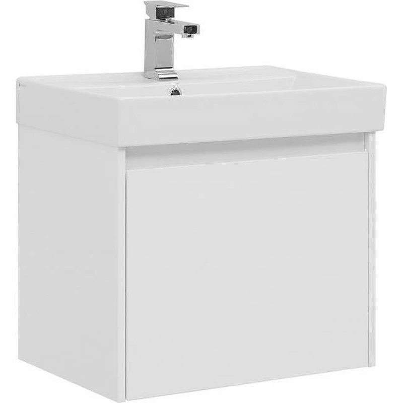 Тумба с раковиной Aquanet Nova Lite 60 245029 подвесная Белая глянцевая МДФ / ЛДСП
