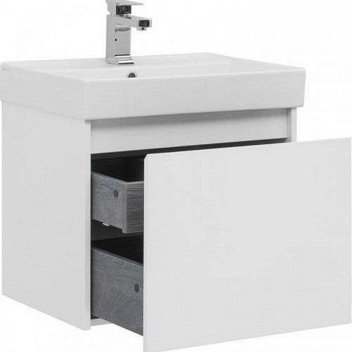 Тумба с раковиной Aquanet Nova Lite 60 245029 подвесная Белая глянцевая МДФ / ЛДСП
