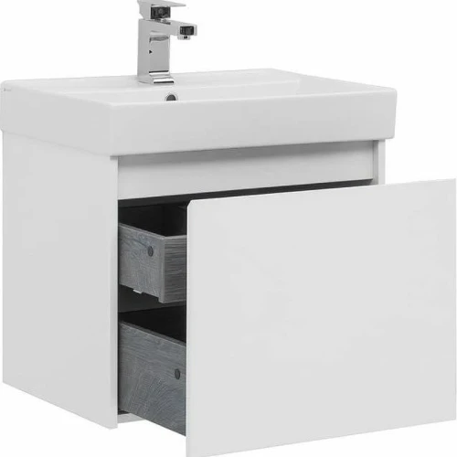 Тумба с раковиной Aquanet Nova Lite 60 245029 подвесная Белая глянцевая МДФ / ЛДСП