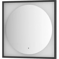 Зеркало Defesto Eclipce 70х70 DF 2222R с подсветкой 15W-4500К/в багетной раме/ИК - выключатель/Нейтральный белый свет/Черная рама