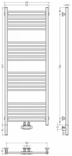 Электрический полотенцесушитель Сунержа Богема EU50+ 3.0 прямая 150x50 00-0720-1550 Без покрытия