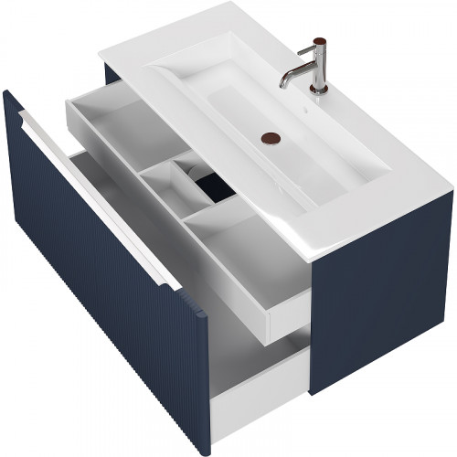 Тумба под раковину Creto Luna 100 17-Bl100 подвесная Blue МДФ / ЛДСП