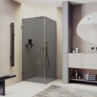 Душевой уголок Maybah Glass MGY-1309-4 1000x1000x1950 на петлях Хром глянцевый стекло графитовое
