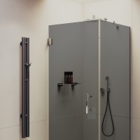 Душевой уголок Maybah Glass MGY-1309-4 1000x1000x1950 на петлях Хром глянцевый стекло графитовое