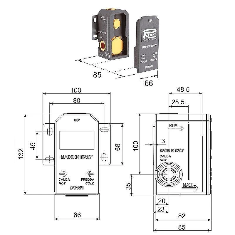 Скрытая часть для смесителя Remer RRBOX G 1/2