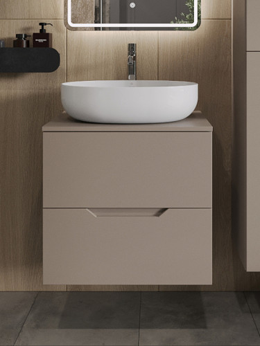 Тумба с раковиной Orange Line 60 Li-60TuLMDF+B05-520W подвесная Латте матовый МДФ / ЛДСП