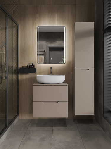 Тумба с раковиной Orange Line 60 Li-60TuLMDF+B05-520W подвесная Латте матовый МДФ / ЛДСП