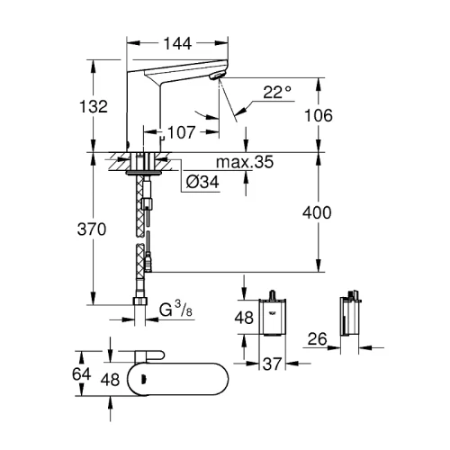 Смеситель для раковины Grohe Eurosmart E 36327001 Хром латунь