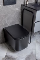 Унитаз Boheme Mane 970-SET-B подвесной Черный матовый с сиденьем Микролифт фарфор подвесной
