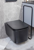Унитаз Boheme Mane 970-SET-B подвесной Черный матовый с сиденьем Микролифт фарфор подвесной