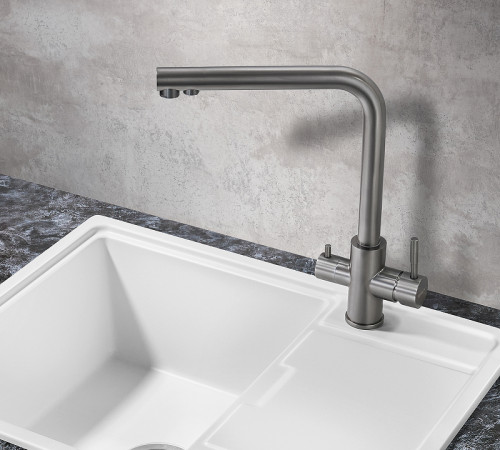 Смеситель для кухни Milacio Ultra MCU.553.GM Вороненая сталь нержавеющая сталь