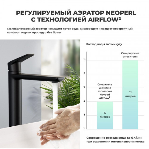 Смеситель для раковины Wellsee ICON! for life 182307000 цвет Черный матовый