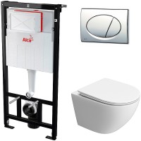 Комплект унитаза BelBagno Uno-Tor BB5177CH-TOR/SC с инсталляцией Alcaplast Sadromodul AM101/1120-3:1 RU M71-0001 с сиденьем Микролифт и клавишей смыва Хром фаянс подвесной