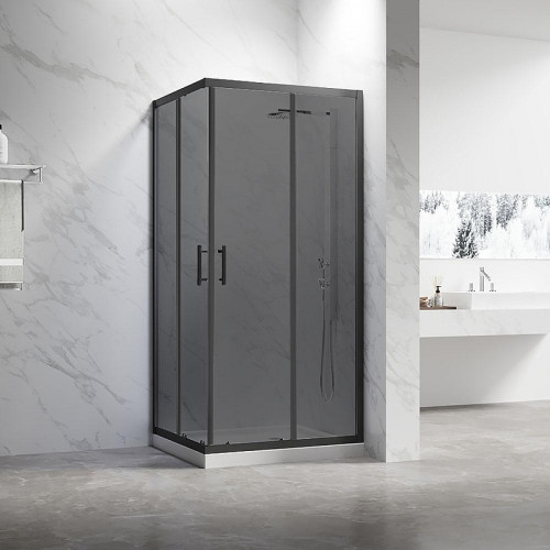 Душевой уголок Veconi Rovigo RV-27B 120х80 RV27B-12080-05-C8 профиль Черный матовый стекло тонированное