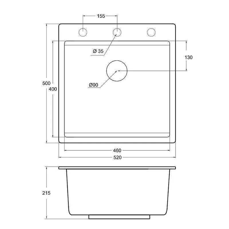 Кухонная мойка Emar Quartz 52 EMQ-1520.Q цвет Агат