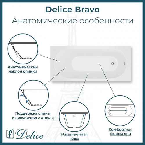 Ванна из искусственного камня Delice Bravo 180х80 DLR330001RB-M цвет Белый