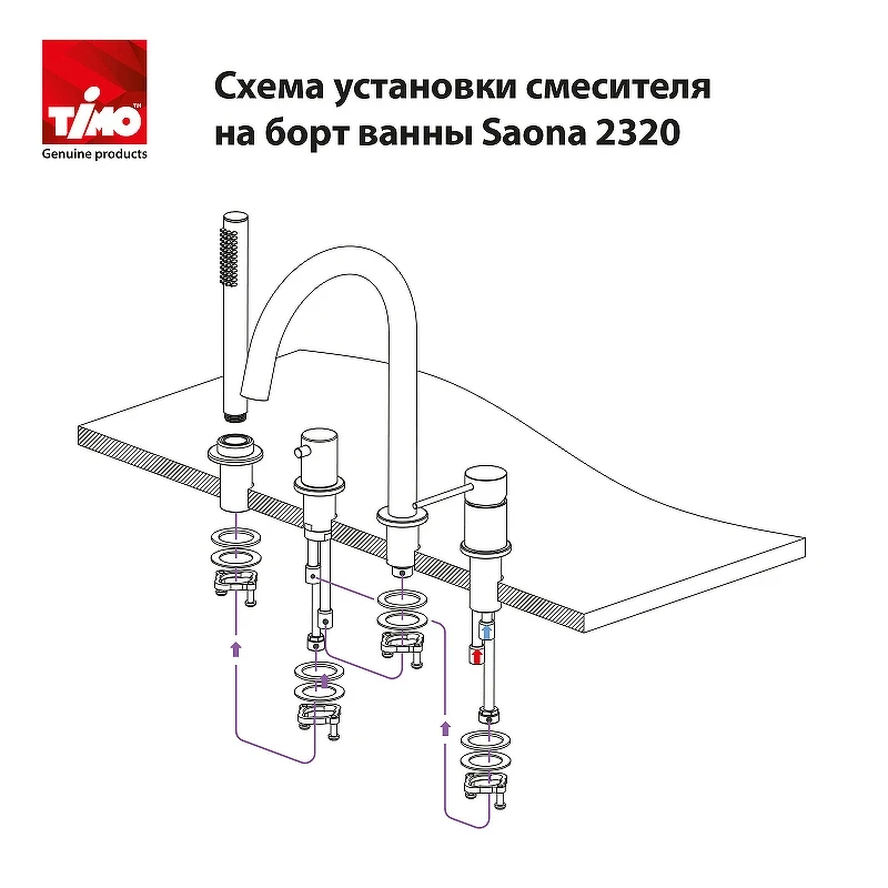 Смеситель на борт ванны Timo Saona 2320/16Y Белый матовый латунь