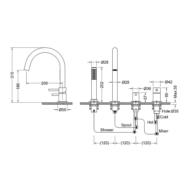 Смеситель на борт ванны Timo Saona 2320/16Y Белый матовый латунь