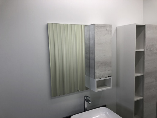 Зеркало со шкафом Comforty Прага 75 00004144199 Дуб белый МДФ / ЛДСП, стекло