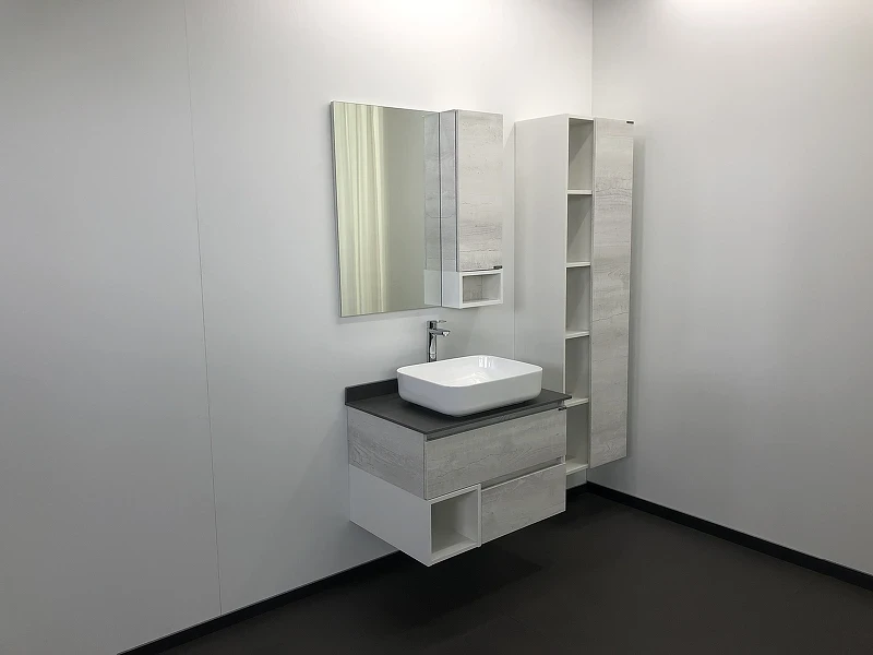 Зеркало со шкафом Comforty Прага 75 00004144199 Дуб белый МДФ / ЛДСП, стекло