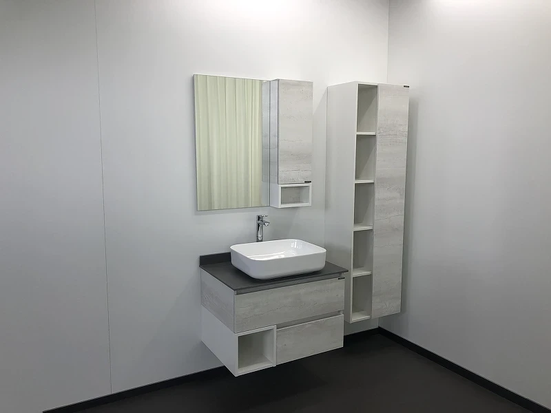 Зеркало со шкафом Comforty Прага 75 00004144199 Дуб белый МДФ / ЛДСП, стекло