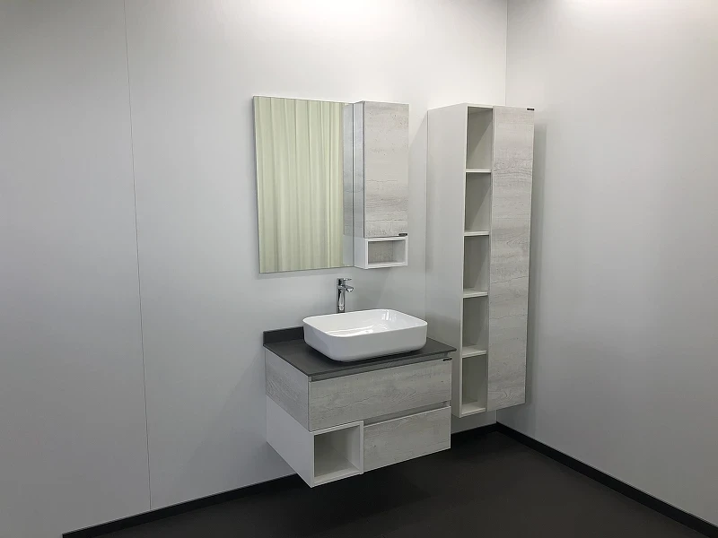 Зеркало со шкафом Comforty Прага 75 00004144199 Дуб белый МДФ / ЛДСП, стекло