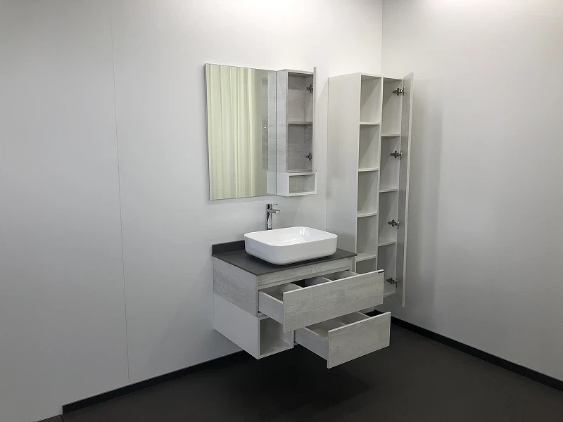 Зеркало со шкафом Comforty Прага 75 00004144199 Дуб белый МДФ / ЛДСП, стекло