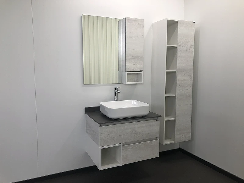 Зеркало со шкафом Comforty Прага 75 00004144199 Дуб белый МДФ / ЛДСП, стекло