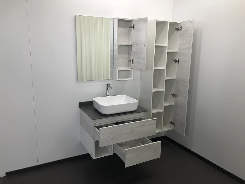 Зеркало со шкафом Comforty Прага 75 00004144199 Дуб белый МДФ / ЛДСП, стекло