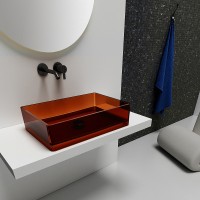 Раковина-чаша Abber Kristall 60 AT2803Opal Коричневая полиэфирная смола накладная
