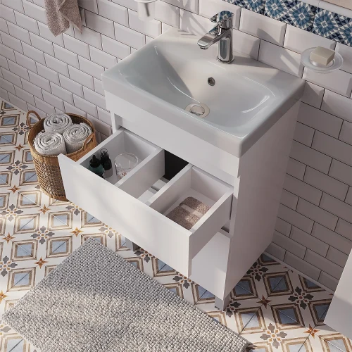 Тумба с раковиной Iddis Zodiac 50 ZOD5CBFi95K Белая МДФ / ЛДСП