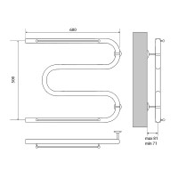 Водяной полотенцесушитель Melodia della vita Simple Shelf М-образный 50х60х1 MTRSS5060 с полкой Полированная сталь