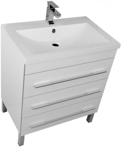 Тумба под раковину Aquanet Верона 75 178254 3 ящика Белая МДФ / ЛДСП
