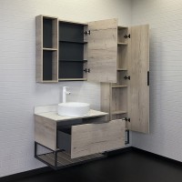 Тумба с раковиной Comforty Порто 75 00-00009321 подвесная Дуб дымчатый МДФ / ЛДСП