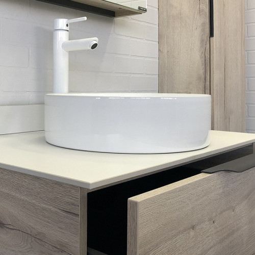 Тумба с раковиной Comforty Порто 75 00-00009321 подвесная Дуб дымчатый МДФ / ЛДСП