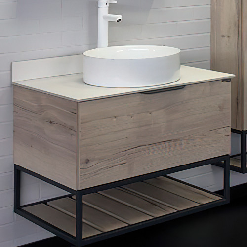 Тумба с раковиной Comforty Порто 75 00-00009321 подвесная Дуб дымчатый МДФ / ЛДСП