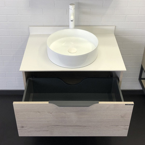 Тумба с раковиной Comforty Порто 75 00-00009321 подвесная Дуб дымчатый МДФ / ЛДСП