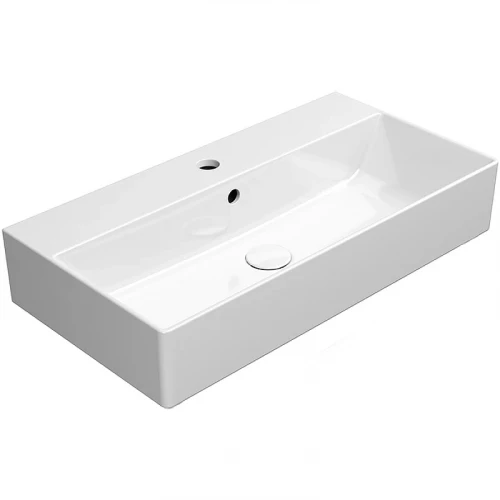 Раковина GSI Kube X 70 9455111 Белая фаянс подвесная, накладная