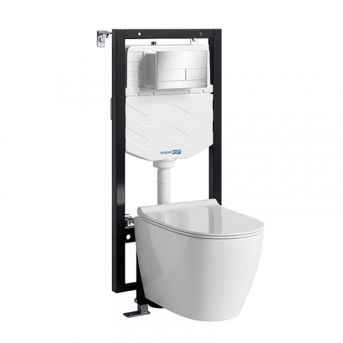 Комплект унитаза с инсталляцией WasserKRAFT Vils 56TLT.010.ME.CH04.H002 цвет Белый с сиденьем Микролифт и клавишей смыва цвет Хром