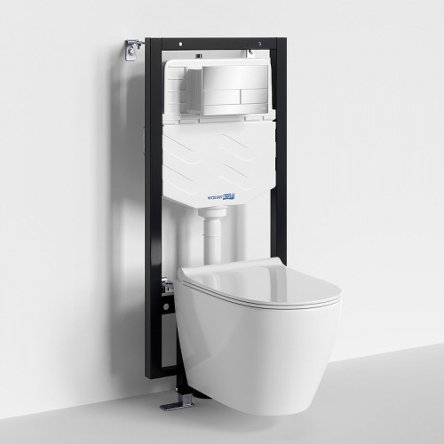 Комплект унитаза с инсталляцией WasserKRAFT Vils 56TLT.010.ME.CH04.H002 цвет Белый с сиденьем Микролифт и клавишей смыва цвет Хром
