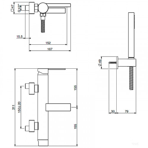 Смеситель для ванны Gattoni Color 8000/80C0 Хром