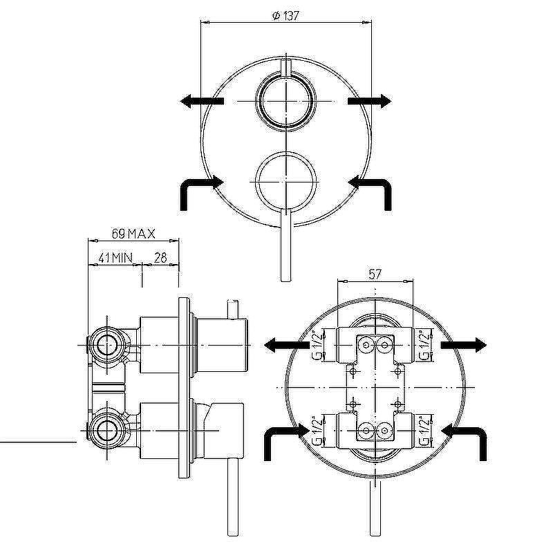 Смеситель для ванны Paini Cox 78CRSET26911BATH Хром
