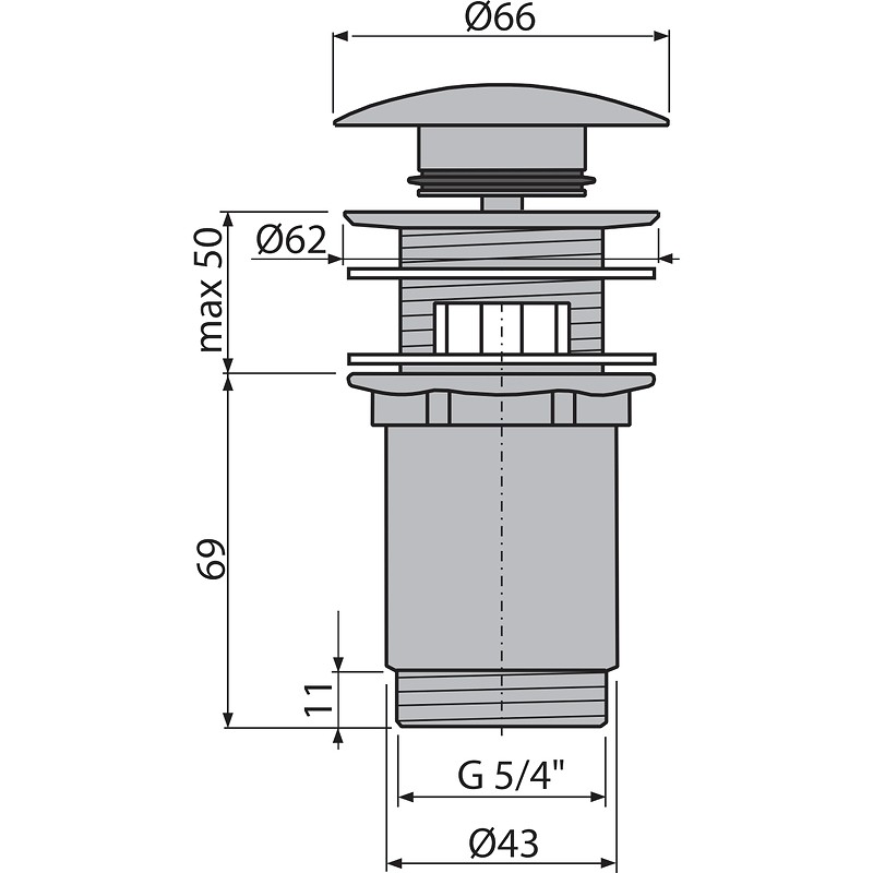 Донный клапан Alcaplast A392-G-P click-clack Золото глянец