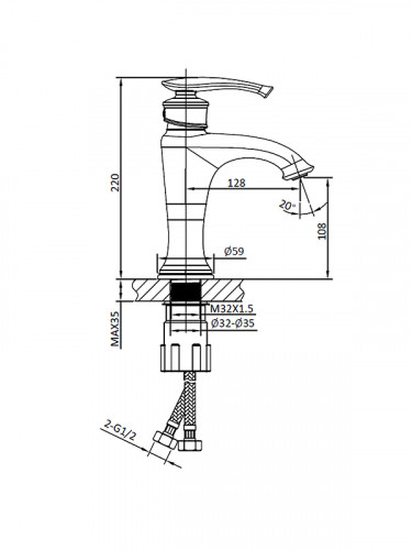 Смеситель для раковины AltroBagno Beatrice 0114 Or цвет Золото