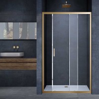 Душевая дверь Vincea Alpha 130 VDS-3AL130CLG профиль Брашированное золото стекло прозрачное