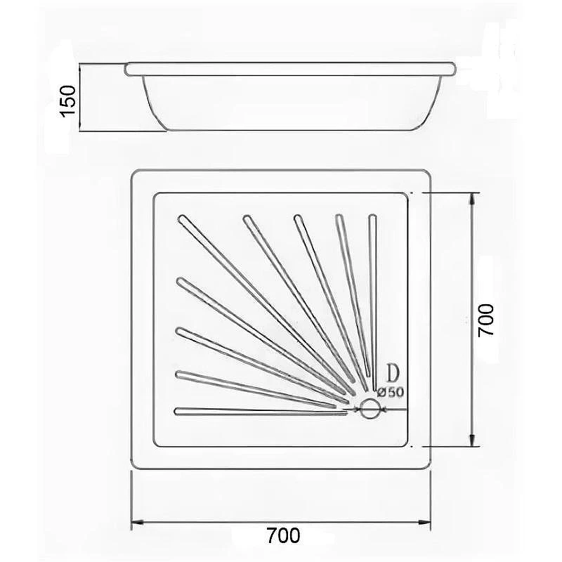 Стальной поддон для душа Loranto 70x70 LG700B цвет Белый